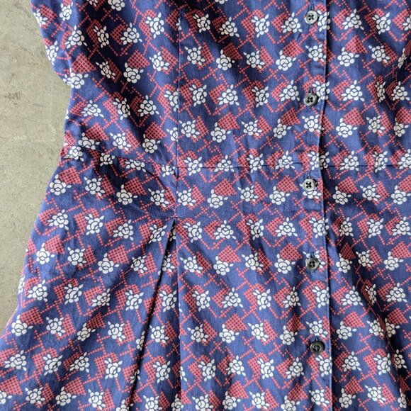 Brooks Brothers Blue Red White Floral Cotton Shirt Dress with Pockets size 8 - Picture 4 of 9